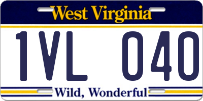WV license plate 1VL040
