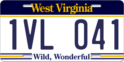 WV license plate 1VL041