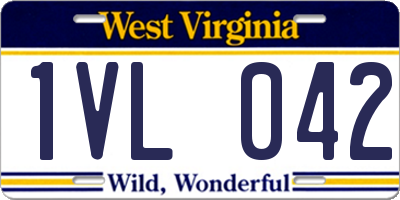 WV license plate 1VL042