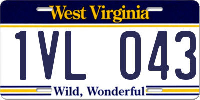 WV license plate 1VL043