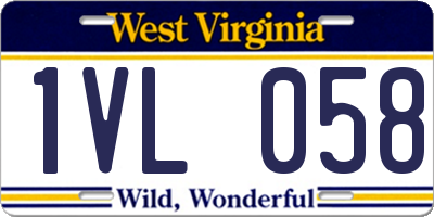 WV license plate 1VL058