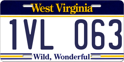 WV license plate 1VL063