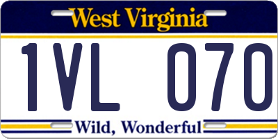 WV license plate 1VL070