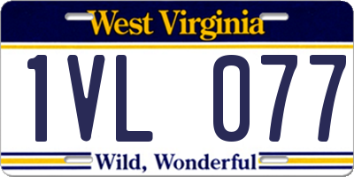 WV license plate 1VL077