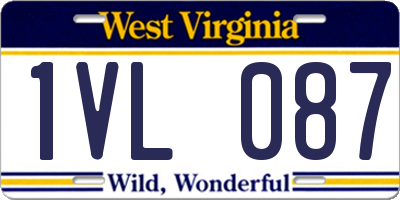 WV license plate 1VL087