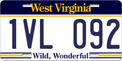 WV license plate 1VL092