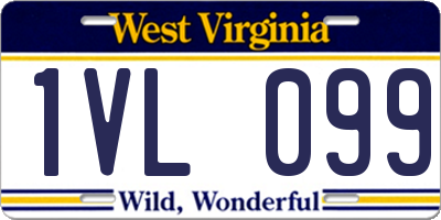 WV license plate 1VL099