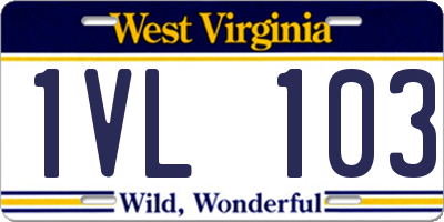 WV license plate 1VL103