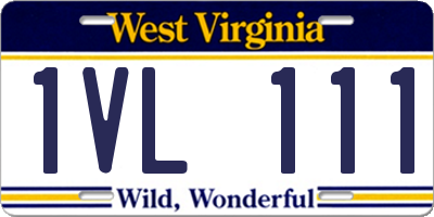 WV license plate 1VL111