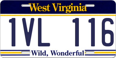WV license plate 1VL116