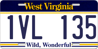 WV license plate 1VL135