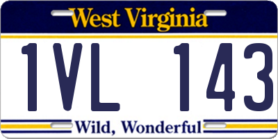 WV license plate 1VL143