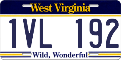 WV license plate 1VL192
