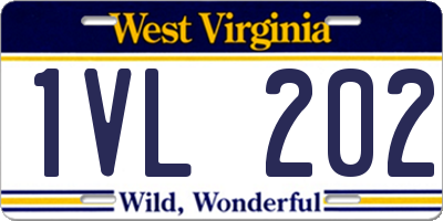 WV license plate 1VL202