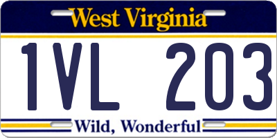 WV license plate 1VL203