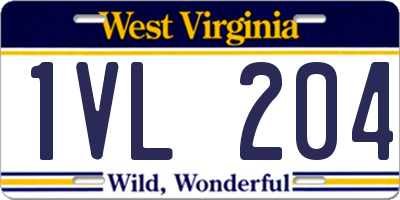 WV license plate 1VL204