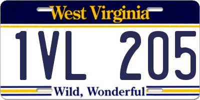WV license plate 1VL205