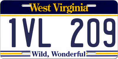WV license plate 1VL209