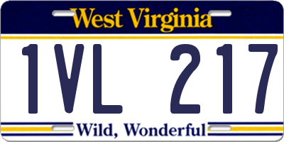 WV license plate 1VL217