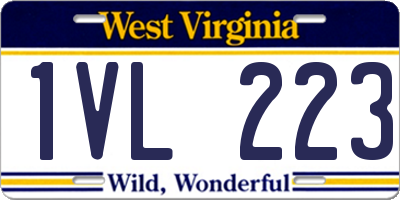 WV license plate 1VL223
