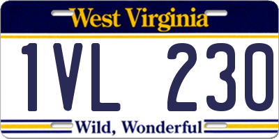 WV license plate 1VL230