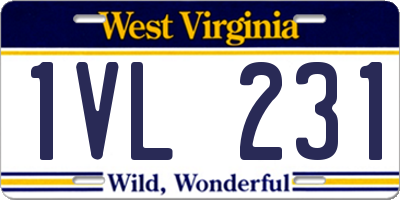 WV license plate 1VL231
