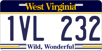WV license plate 1VL232