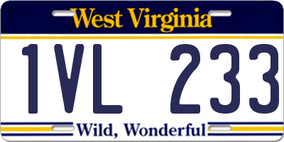 WV license plate 1VL233