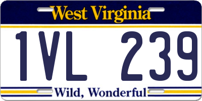 WV license plate 1VL239