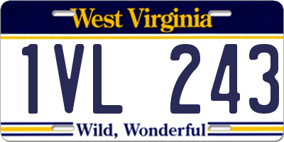 WV license plate 1VL243