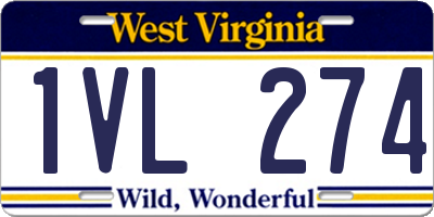 WV license plate 1VL274