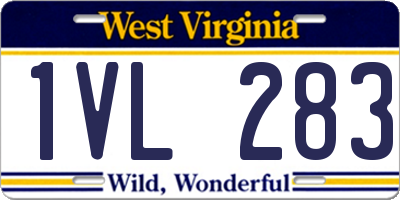 WV license plate 1VL283