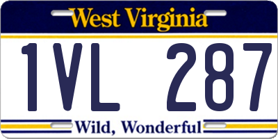 WV license plate 1VL287