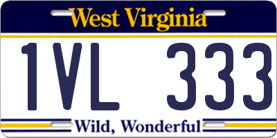 WV license plate 1VL333