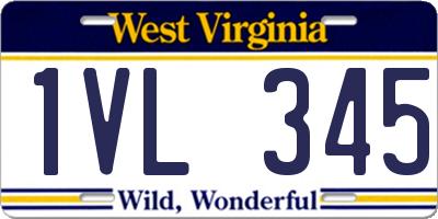 WV license plate 1VL345