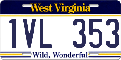 WV license plate 1VL353