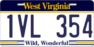 WV license plate 1VL354
