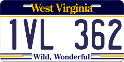 WV license plate 1VL362