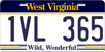 WV license plate 1VL365