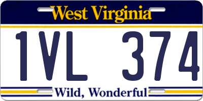 WV license plate 1VL374