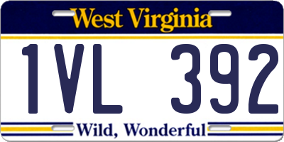 WV license plate 1VL392