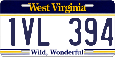 WV license plate 1VL394