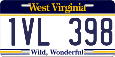 WV license plate 1VL398