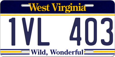 WV license plate 1VL403