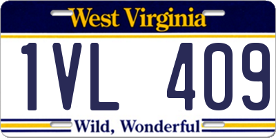 WV license plate 1VL409
