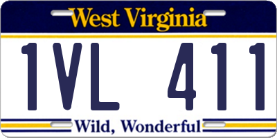 WV license plate 1VL411