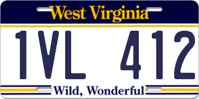 WV license plate 1VL412