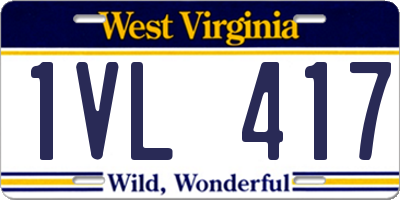 WV license plate 1VL417