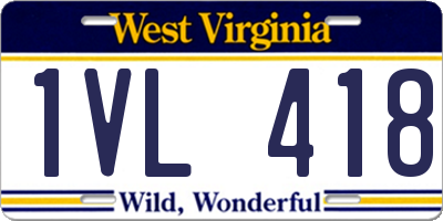WV license plate 1VL418