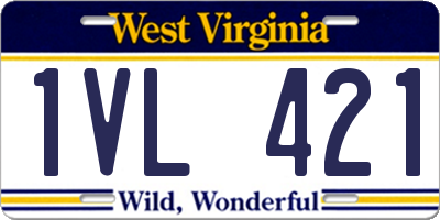 WV license plate 1VL421